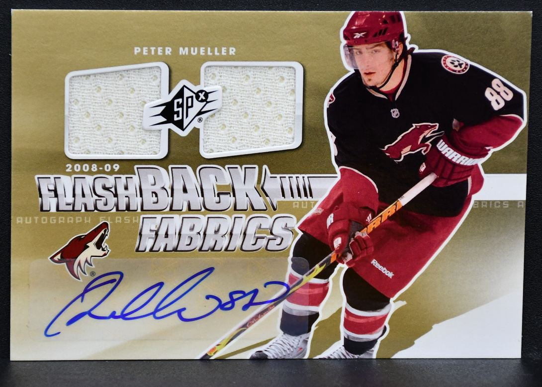 2011-12 SPx Flashback Fabrics Auto Peter Mueller 255 Coyotes Auto Jersey 0492