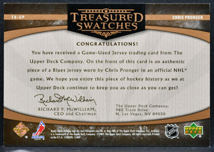 2005-06 UD Artifacts Treasured Swatches Copper Chris Pronger 118/125 Jersey 9219