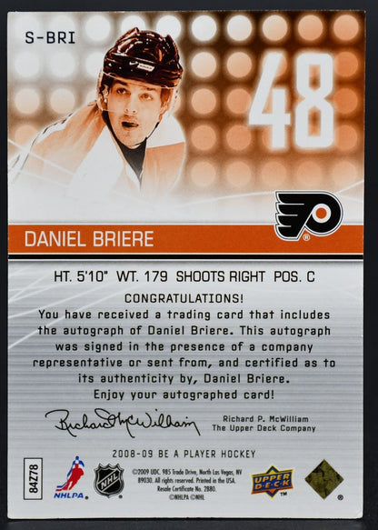 2008-09 UD Trilogy Daniel Briere 48 Philadelphia Flyers Auto