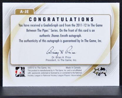 2011-12 In The Game Between Pipes Authentic Goaliegraph Enroth Sabres Auto 2660