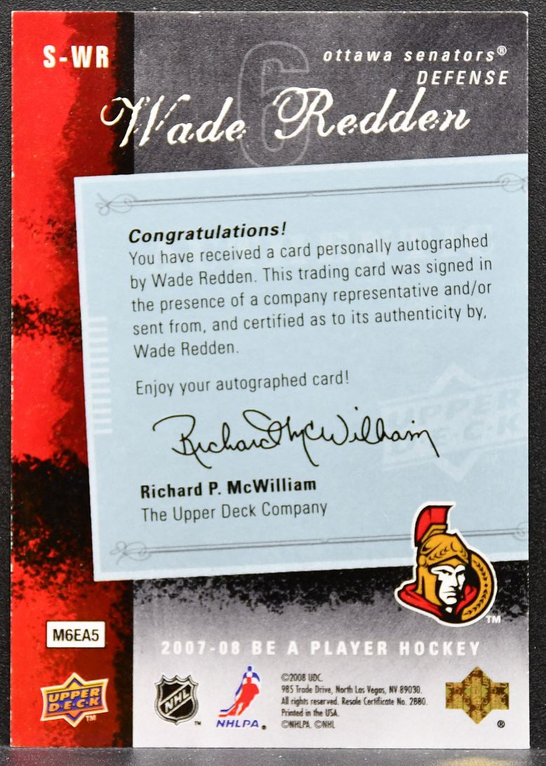 2007-08 Upper Deck Be a Player Signatures Wade Redden S-WR Senators Auto 9950