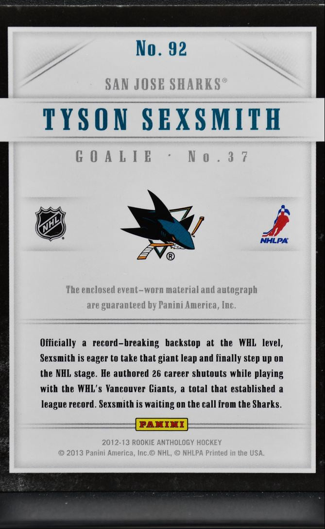 2012-13 Panini RC Anthology Pacific Luxury Suite Sexsmith Auto /99 Jersey 3033