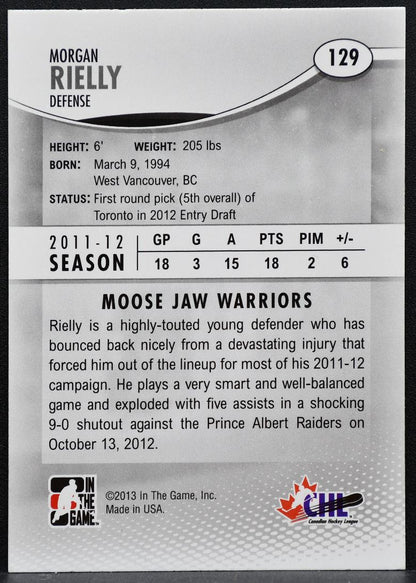 2012-13 In The Game Heroes and Prospects Hard-Signed Rielly Auto 2022