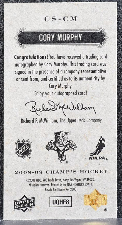 2008-09 Upper Deck Champ's Mini Signatures Cory Murphy CS-CM Panthers Auto 8658