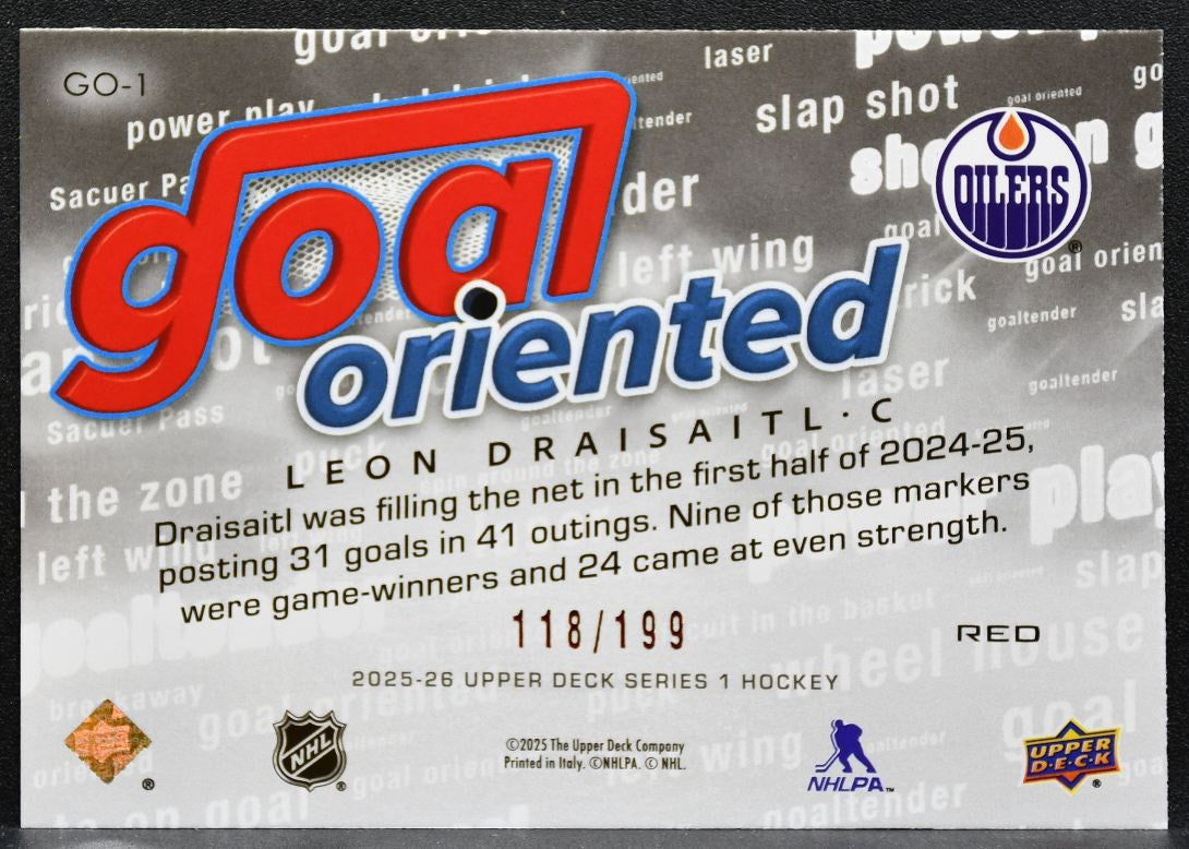 2025-26 Upper Deck Series 1 Goal Oriented Red Leon Draisaitl Oilers 118/199 4803