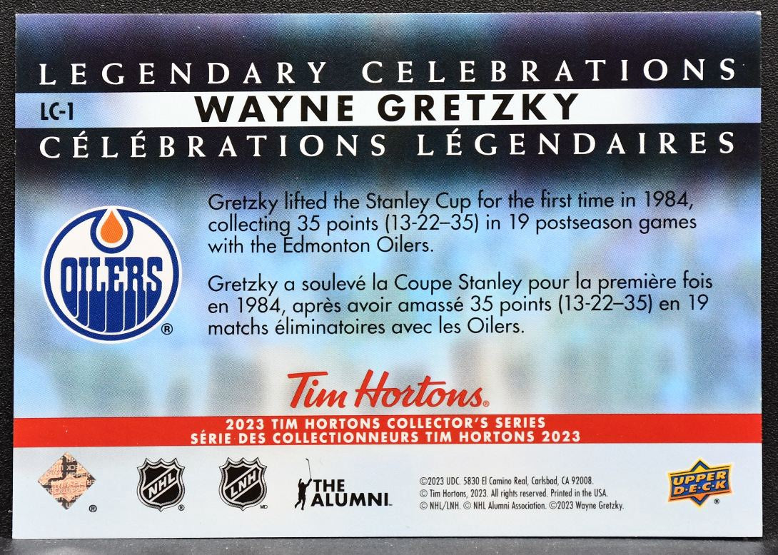 2023-24 UD Tim Hortons Legendary Celebrations Wayne Gretzky LC-1 Oilers 7832