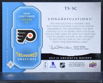 2013-14 UD Artifacts Treasured Swatches Blue Sean Couturier Flyers Jersey 2134