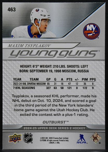 2024-25 Upper Deck Series 2 Young Guns Maxim Tsyplakov 463 RC 1692