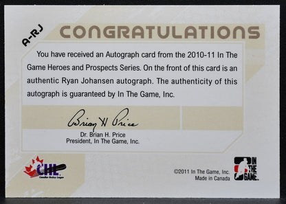 2010-11 In The Game Heroes and Prospects Autographs Johansen Auto 1858