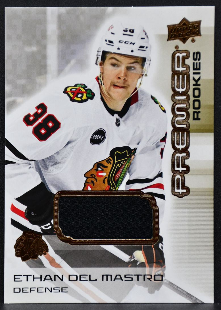 24-25 UD Premier Bronze Jersey Ethan Del Mastro 148 Chicago Blackhawks RC Jersey 2745