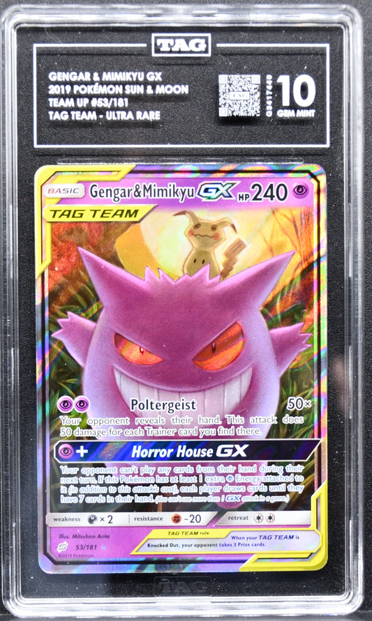 Pokémon Team Up Gengar & Mimikyu GX 53 Ultra Rare Holofoil TAG 10  English