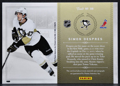2011-12 Panini Rookie Anthology Treasures Patches Auto Despres Auto Jersey 2362