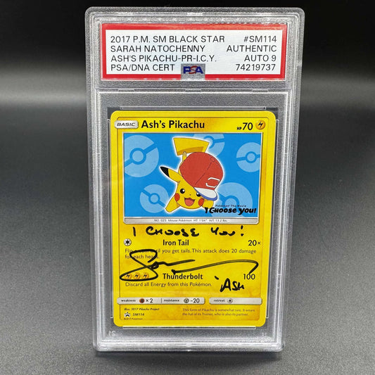 Pokemon TCG Ash's Pikachu PR-I.C.Y Promo PSA Auto 9