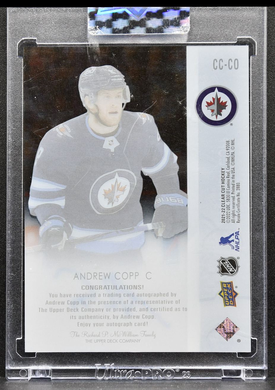 2021-22 Upper Deck Clear Cut Base Andrew Copp CC-CO Winnipeg Jets Auto 3352