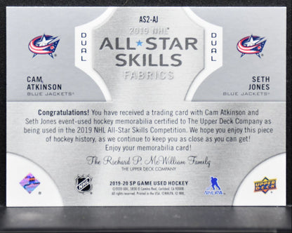 2019-20 SP Game Used NHL All-Star Skills Fabric Duals Atkinson/Jones Jersey 3452