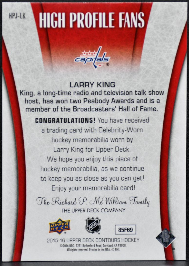 2015-16 Upper Deck Contours High Profile Fans Larry King Capitals /65 Patch 0054