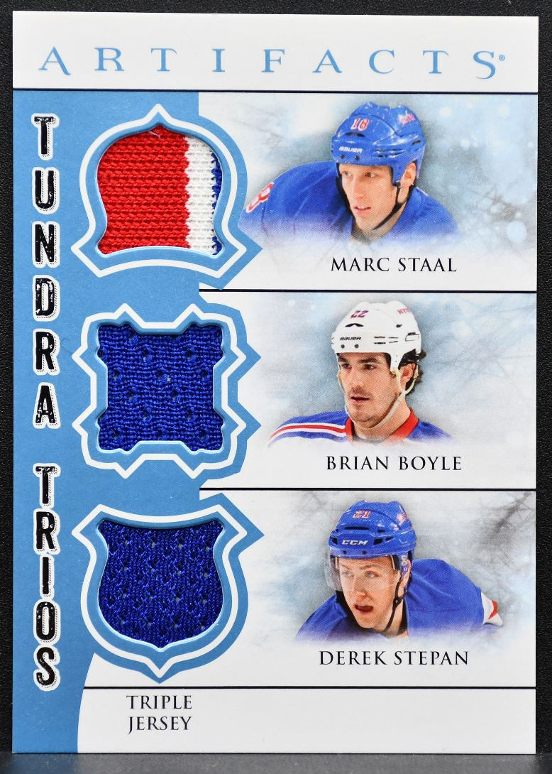 2012-13 UD Artifacts Tundra Trios Jerseys Blue Boyle/Staal/Stepan Jersey 0479