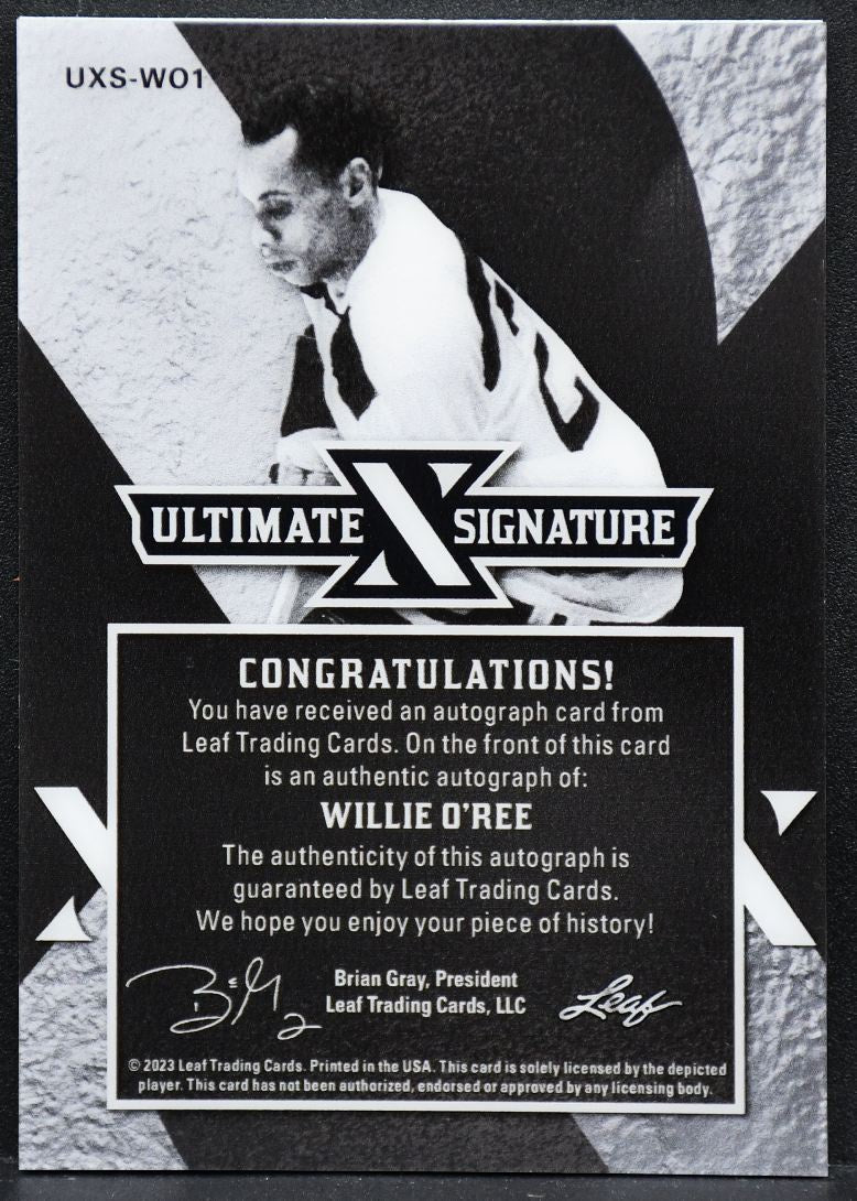 2023-24 Leaf Ultimate X Signatures Willie O'Ree UXS-WO1 Boston Bruins Auto