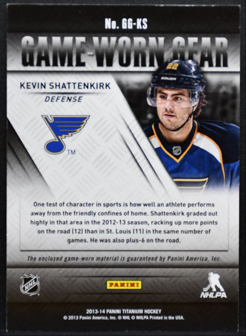 2013-14 Panini Titanium Game Worn Gear Kevin Shattenkirk GG-KS Blues Jersey 5159