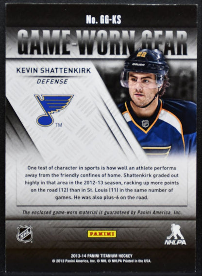 2013-14 Panini Titanium Game Worn Gear Kevin Shattenkirk GG-KS Blues Jersey 5159