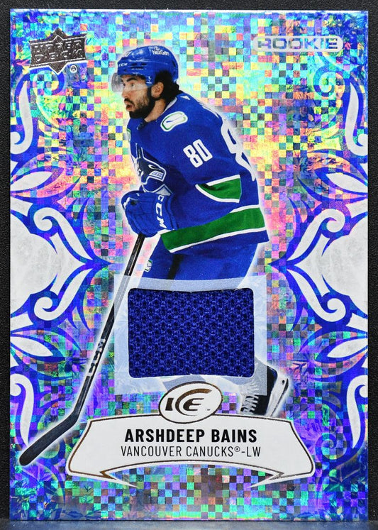 2024-25 Upper Deck Ice Rookie Jersey Arshdeep Bains 102 Canucks RC Jersey 6118