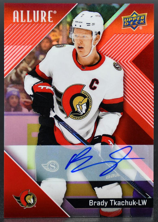 2024-25 UD Allure Auto Red Rainbow Brady Tkachuk 78 Ottawa Senators Auto
