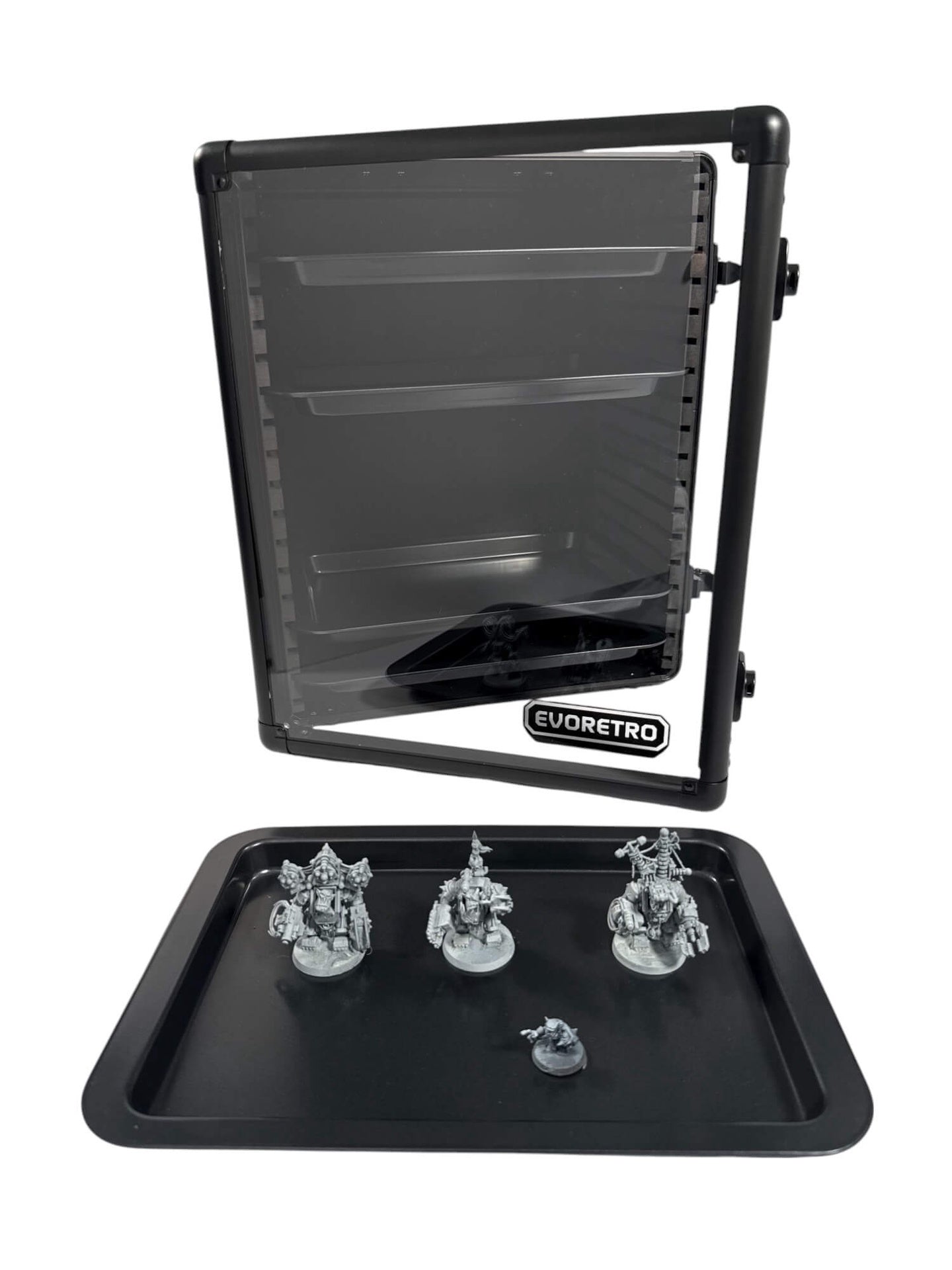 EVORETRO Aluminum Miniatures Display Case with 5 Magnetic Trays