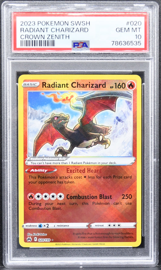 Pokémon Crown Zenith Radiant Charizard 020/159 Radiant Rare Holofoil PSA 10