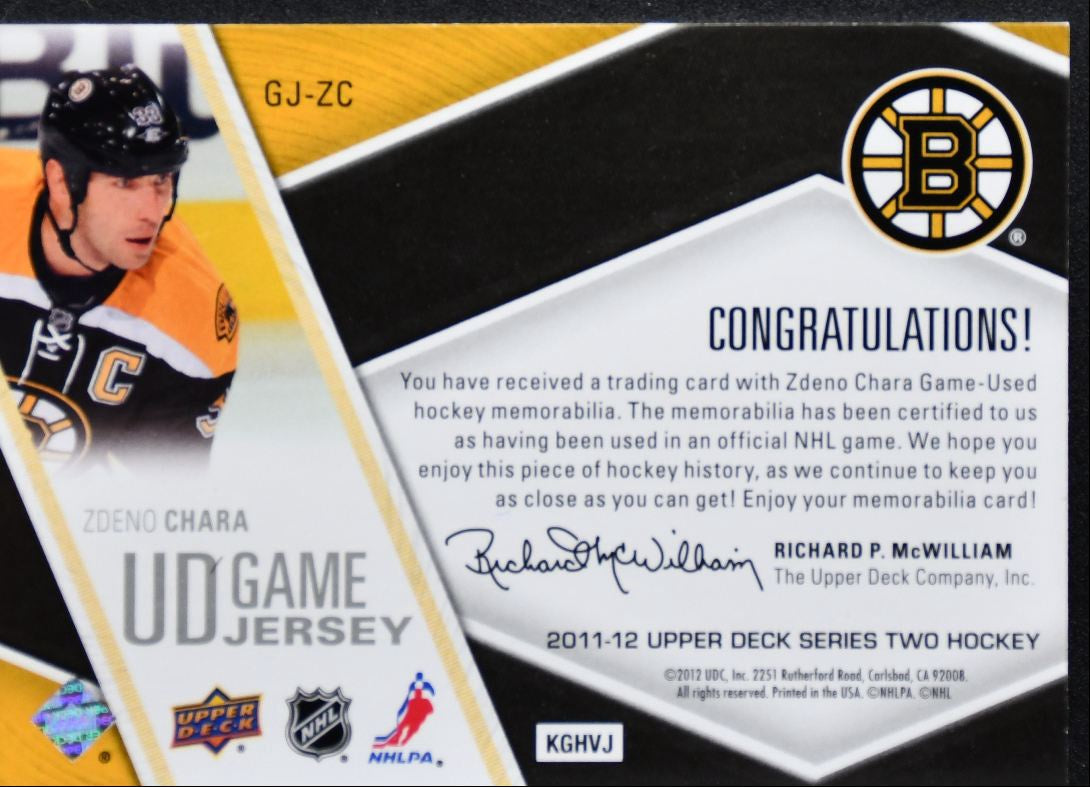2011-12 Upper Deck Series 2 UD Game Jerseys Zdeno Chara GJ-ZC Bruins Jersey 4077