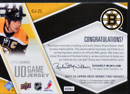2011-12 Upper Deck Series 2 UD Game Jerseys Zdeno Chara GJ-ZC Bruins Jersey 4077