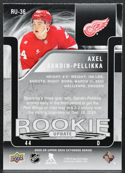 2025-26 UD Extended Series Rookie Update Sandin-Pellikka RC 1635/1999 4205