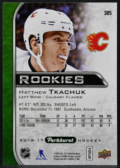 2016-17 Parkhurst Rookies Matthew Tkachuk 385 Calgary Flames RC 2095