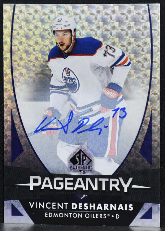 23-24 SP Authentic Pageantry Autographs Vincent Desharnais P-85 Oilers Auto 5327