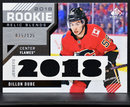 2018-19 SP Game Used 2018 Rookie Relic Blends Dube Flames RC 015/125 Jersey 5913