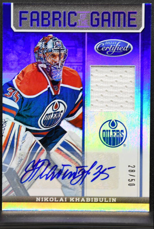 2012-13 Panini Fabric of the Game Mirror Blue Khabibulin Auto /50 Jersey 4764