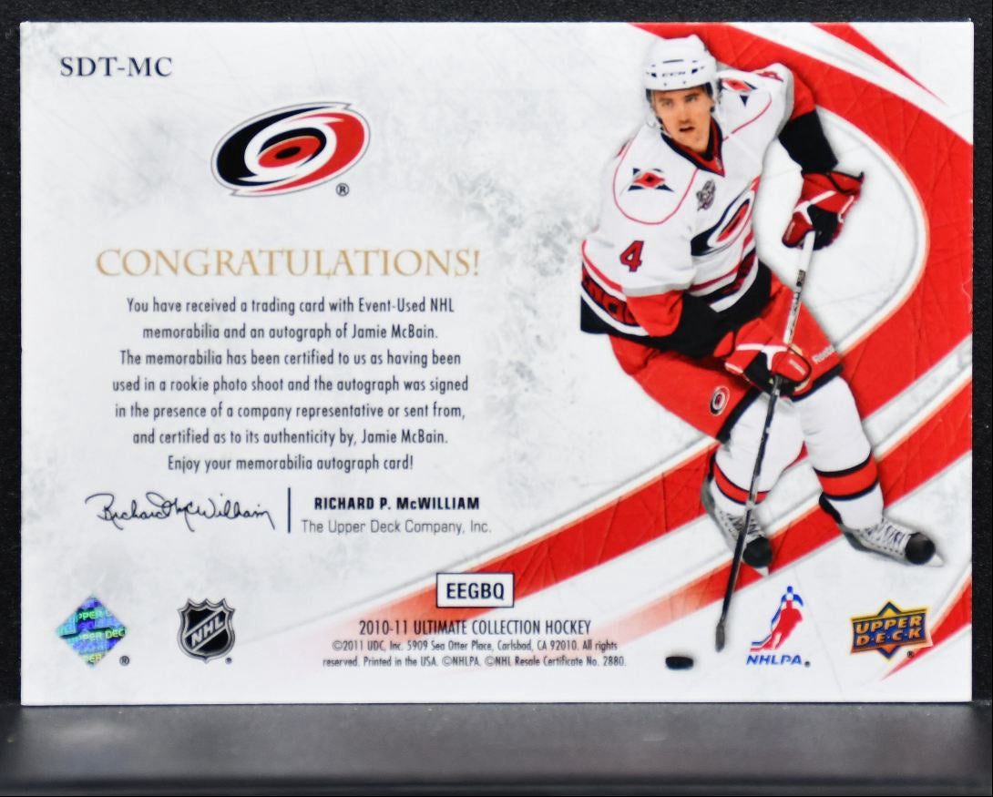 2010-11 UD Ultimate Collection Debut Threads McBain RC Auto 14/50 Jersey 0871