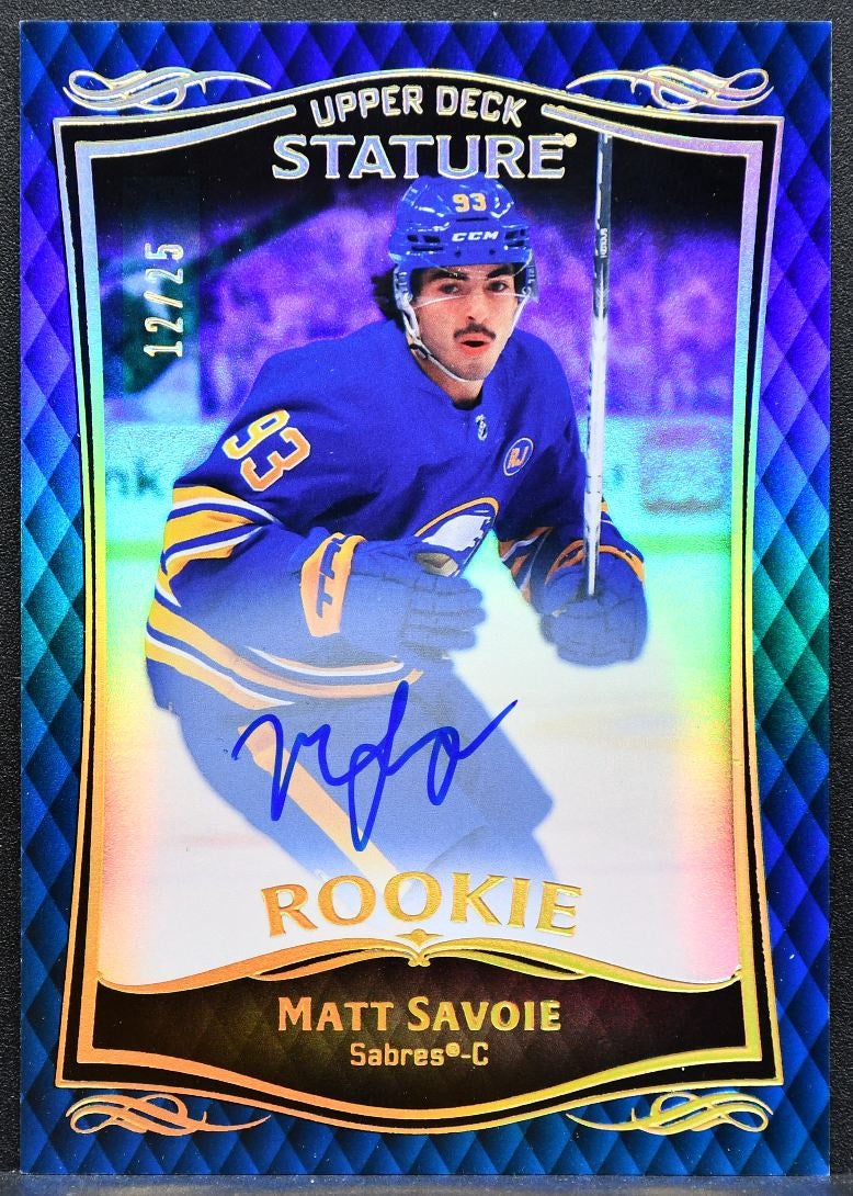 2023-24 Upper Deck Stature Auto Blue Matt Savoie 50 Sabres RC Auto 12/25 8016