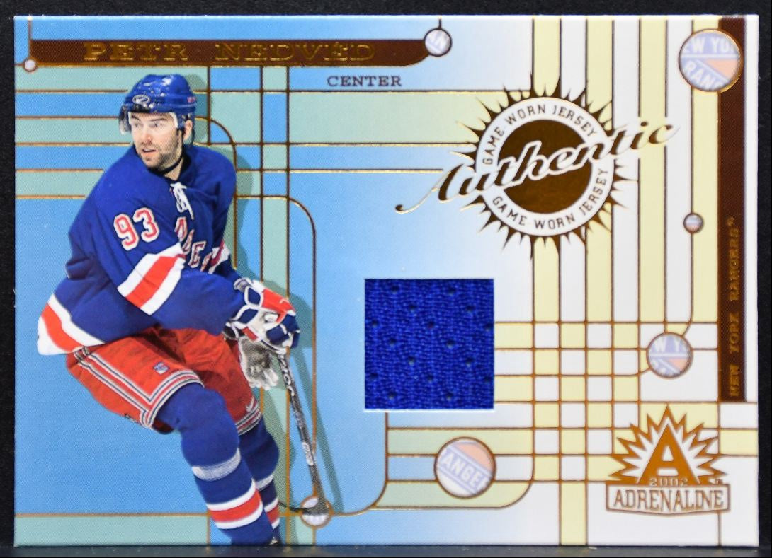 2001-02 Pacific Adrenaline Jerseys Petr Nedved 29 New York Rangers Jersey 5456
