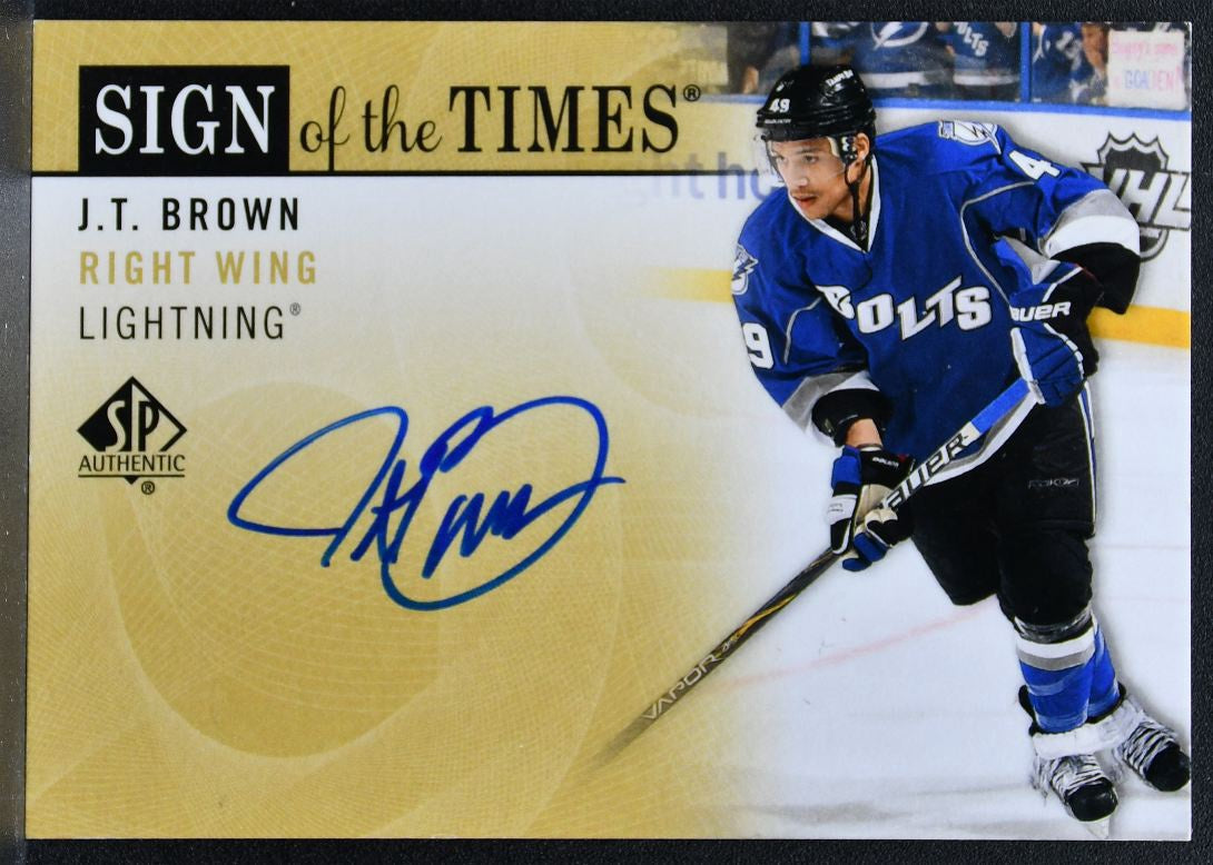 2012-13 SP Authentic Sign of the Times J.T. Brown SOT-BW Lightning Auto 1818