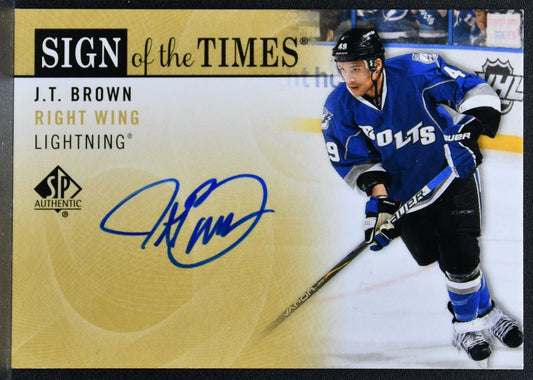 2012-13 SP Authentic Sign of the Times J.T. Brown SOT-BW Lightning Auto 1818
