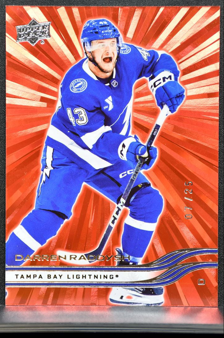 2025-26 Upper Deck Series 1 Outburst Red Darren Raddysh 156 Lightning 07/25 4144
