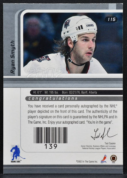 2001-02 Be a Player Signature Series Autograph Ryan Smyth 115 Oilers Auto 2165