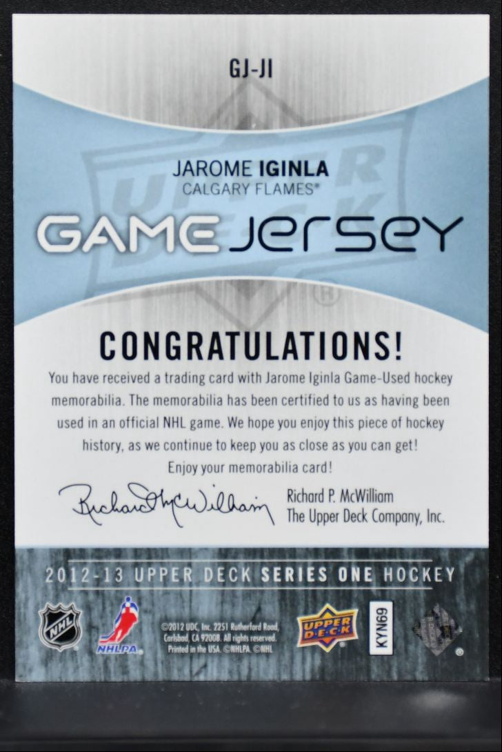 2012-13 Upper Deck Series 1 Game Jerseys Jarome Iginla GJ-JI Flames Jersey 1533