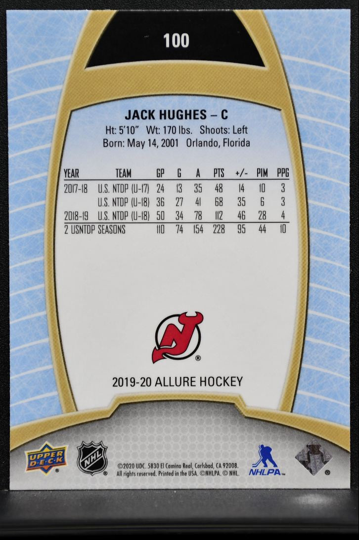 2019-20 UD Allure Rookie Jack Hughes 100 New Jersey Devils RC 7598