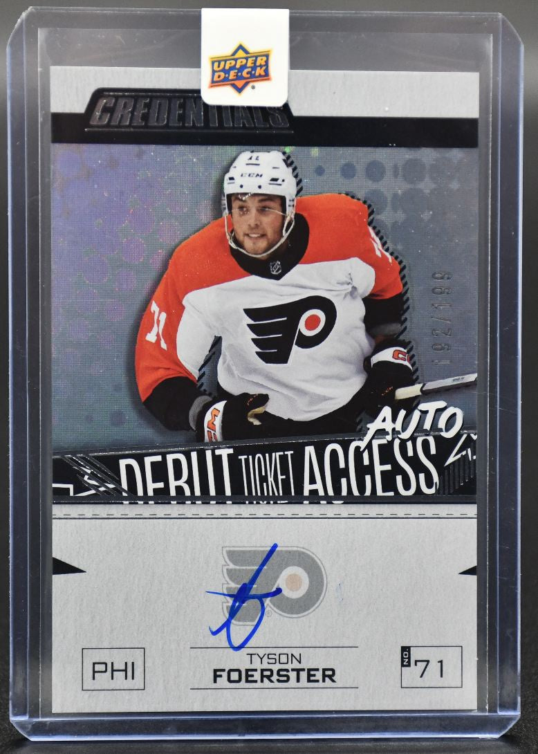 2023-24 UD Credentials Tyson Foerster DTAA-TF Philadelphia Flyers RC Auto /199