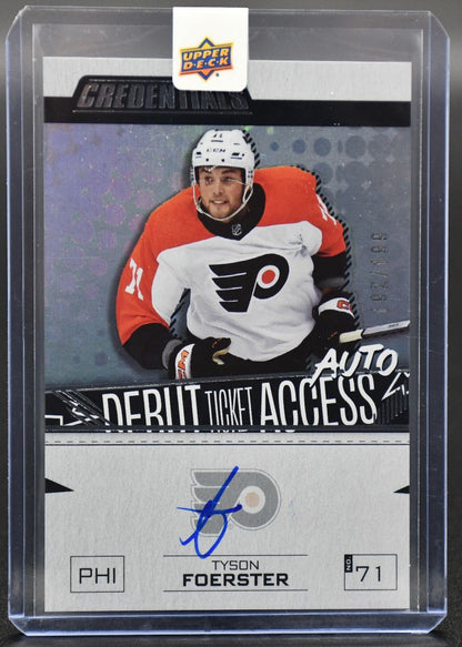 2023-24 UD Credentials Tyson Foerster DTAA-TF Philadelphia Flyers RC Auto /199