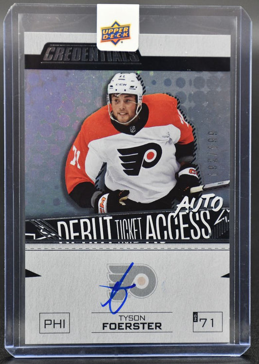 2023-24 UD Credentials Tyson Foerster DTAA-TF Philadelphia Flyers RC Auto /199