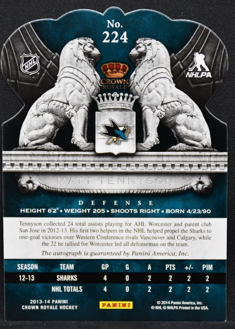 13-14 Panini Crown Royale RC Royalty Autographs Tennyson San Jose Sharks RC /499 4238