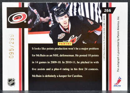 2010-11 Panini Pinnacle Ice Breakers McBain 266 Hurricanes RC Auto 095/299 9307