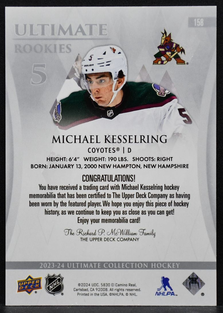 2023-24 UD Ultimate Collection Rookies Jersey Michael Kesselring  /599 Jersey